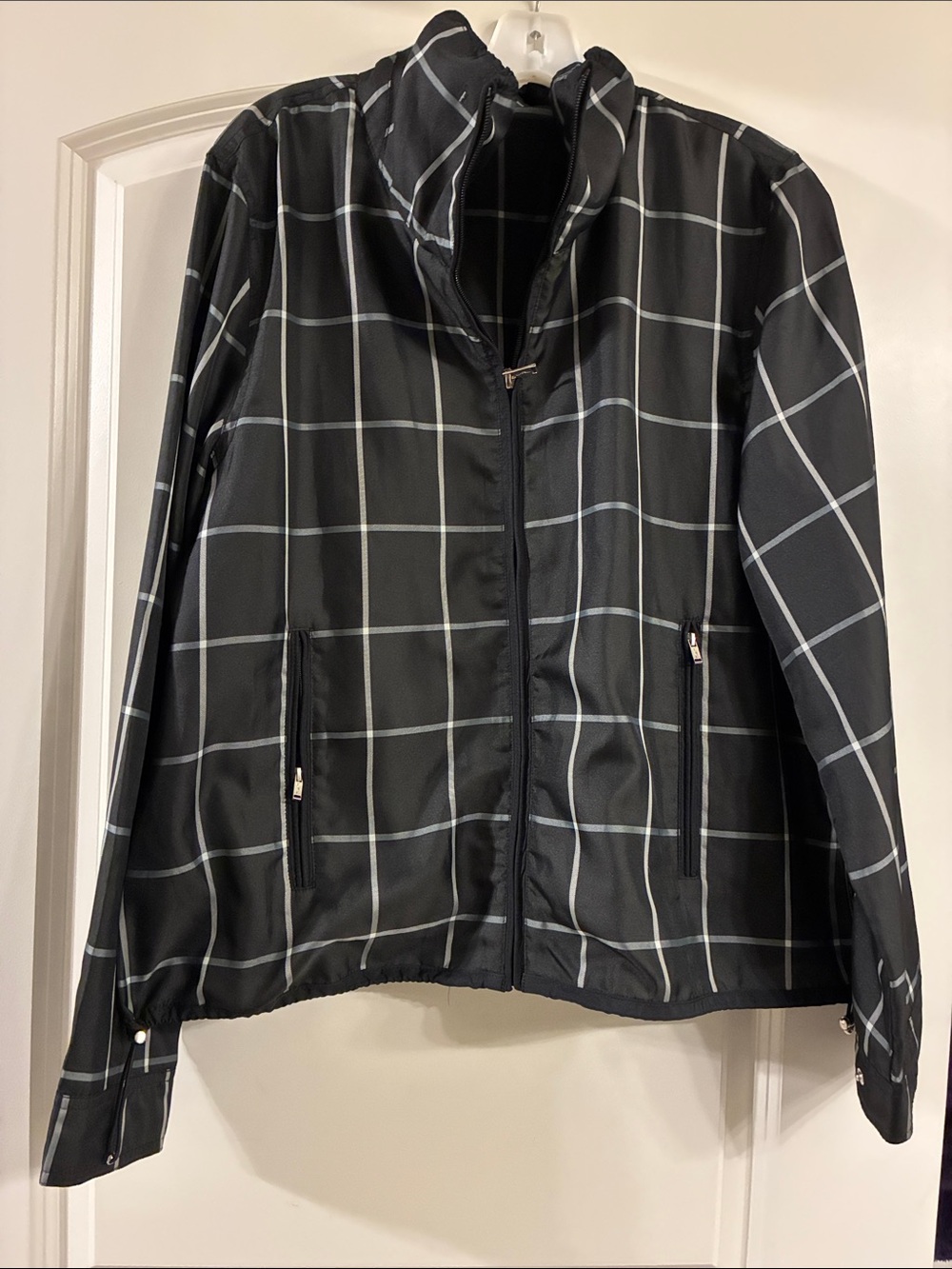 Ralph Lauren Active Black Windowpane Zip-Front windbreaker Jacket